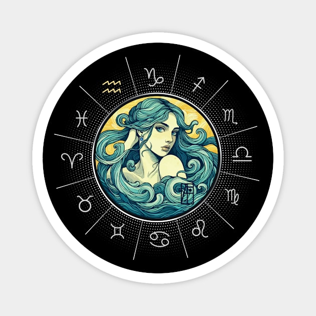 ZODIAC Aquarius - Astrological AQUARIUS - AQUARIUS - ZODIAC sign - Van Gogh style - 11 Magnet by ArtProjectShop